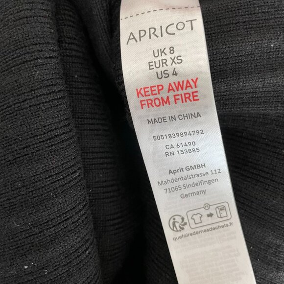 Apricot LS Mock Neck Knit Ribbed Midi Sweater Dress w Side Slit Black Sz XS NWT - Picture 12 of 16